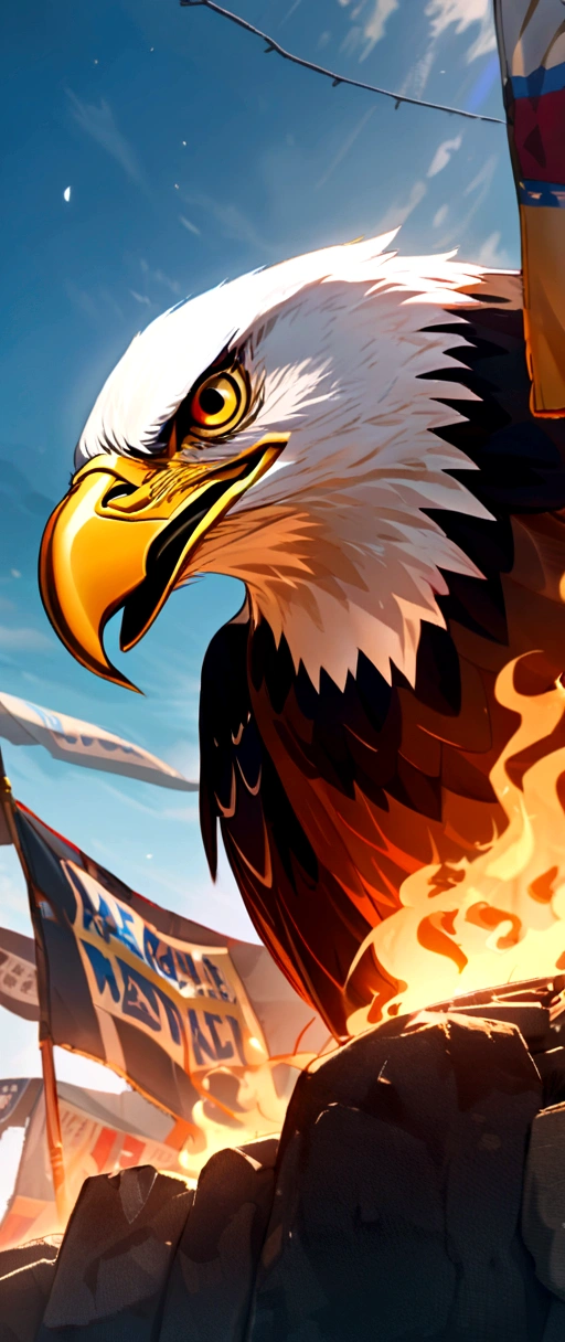 Eagle with fire flag of El Salvador letters below what the rebels say
