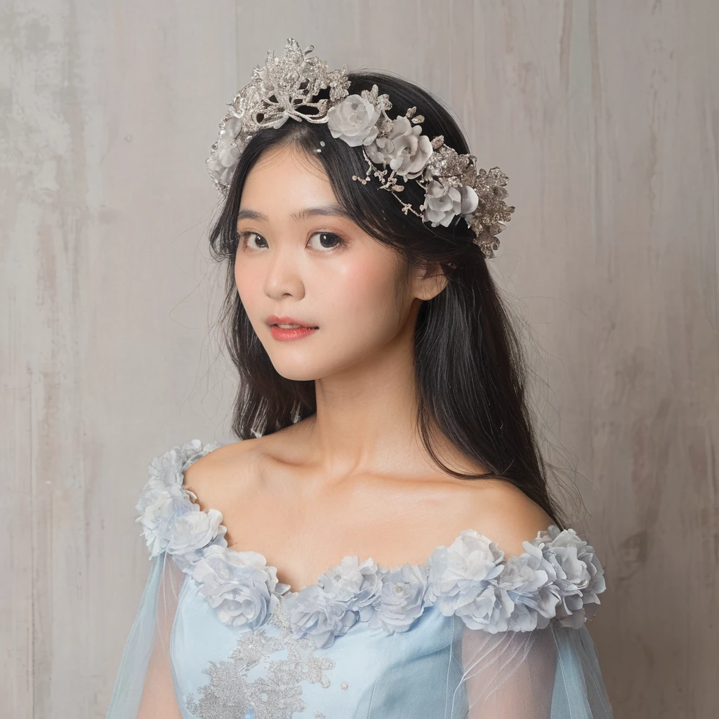 cute　Queen　back flower garden、silver hair、Platinum decoration　bouquet