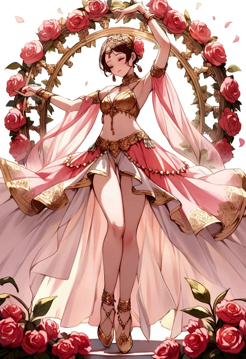 a dancer dances in the roses