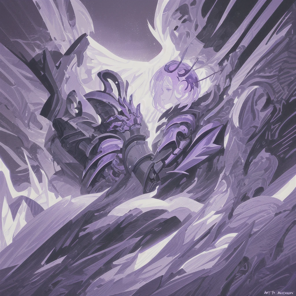 Close-up of a purple and white robot wearing a purple helmet, unknown art style, purple armor, mysterious art style, nocturne from league of legends, avatar image, artifact - free, drawn in lasso style, ethereal and mechanical theme, epic art style, shock, sleek purple armor, The Art of the Future, Discord profile picture