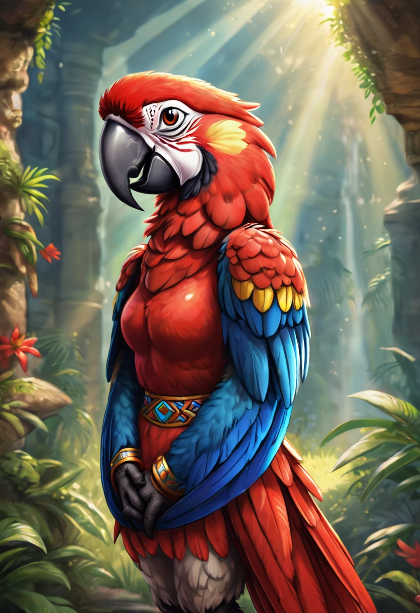 Amazonian indigenous macaw god anthropomorphic god of winds and Brazilian rivers and tributaries