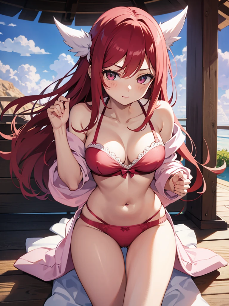 Anime Erza scarlet in pink underwear
