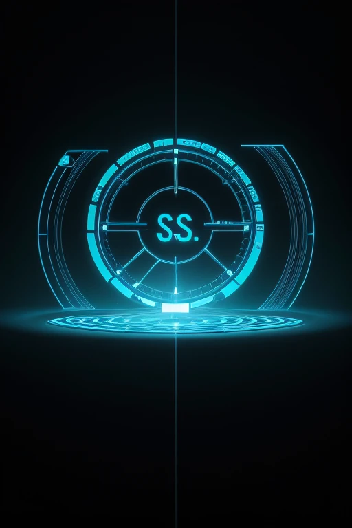 Create a small logo for a group of programmers called "Script Sages". The logo should feature the initials "SS" in a tech-style font, with a black background and cyan-colored text. The background should have a technological feel, including electronic components like lines, dots, rectangles, and shapes that simulate electronic circuits. The design should convey a sense of programming and technology while remaining simple and clean. The image should be small, suitable for use as a logo, and saved with a transparent background if possible.