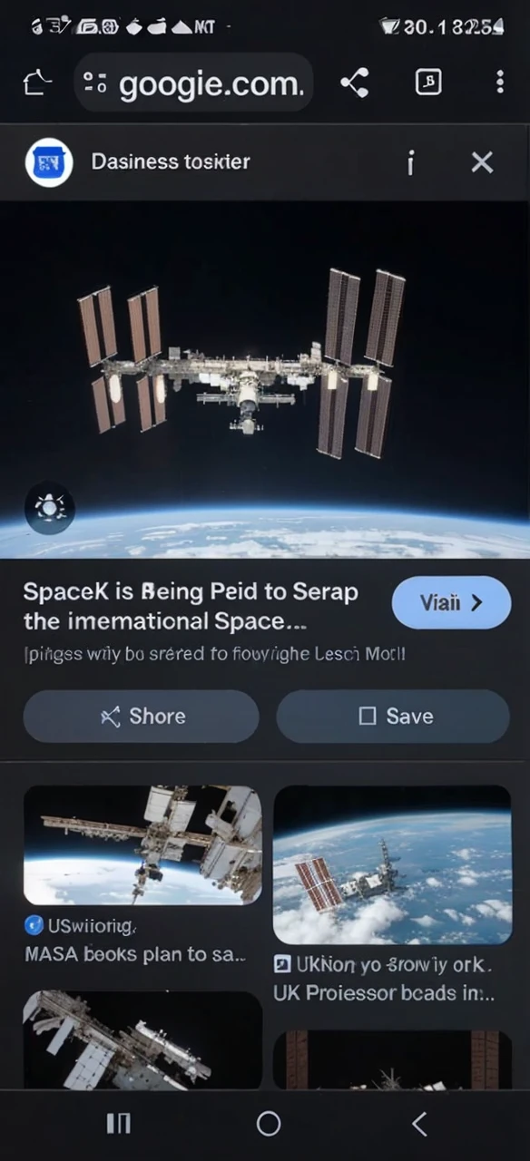 ISS crashed in forest clearing.