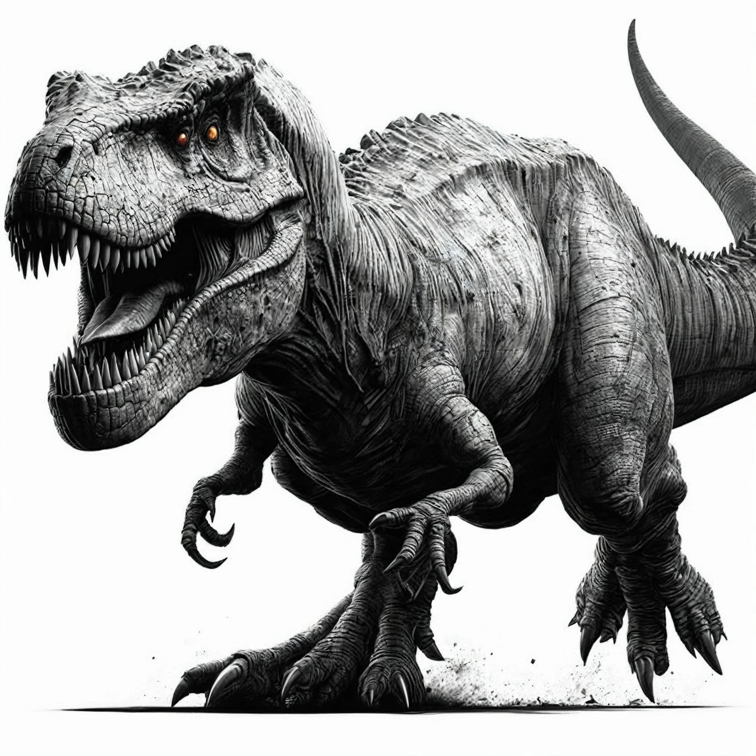 mechanical tyrant dinosaur in the city, glowing blue eyes, neon lights, ultra-realistic, best quality, 8k