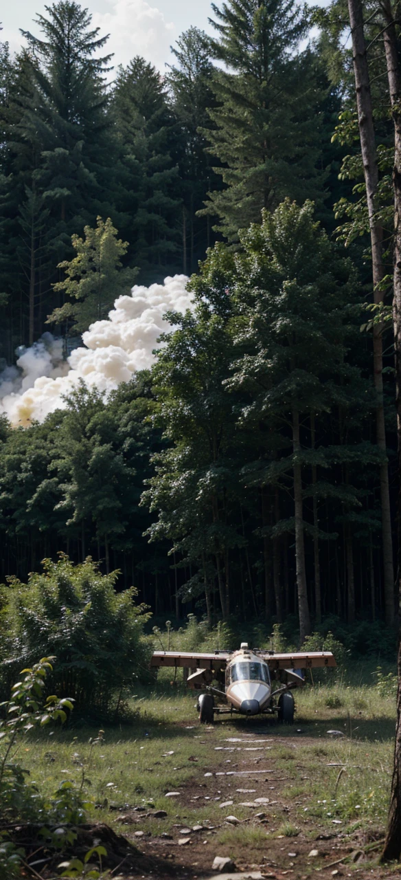 ISS crashed in forest clearing.