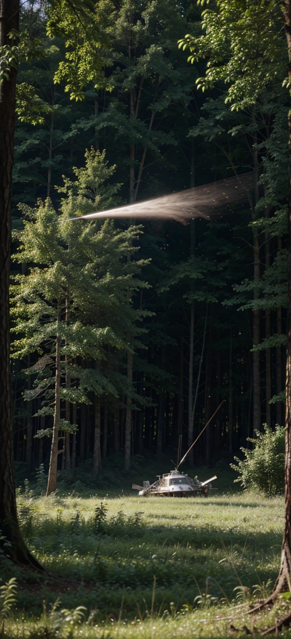 ISS crashed in forest clearing.