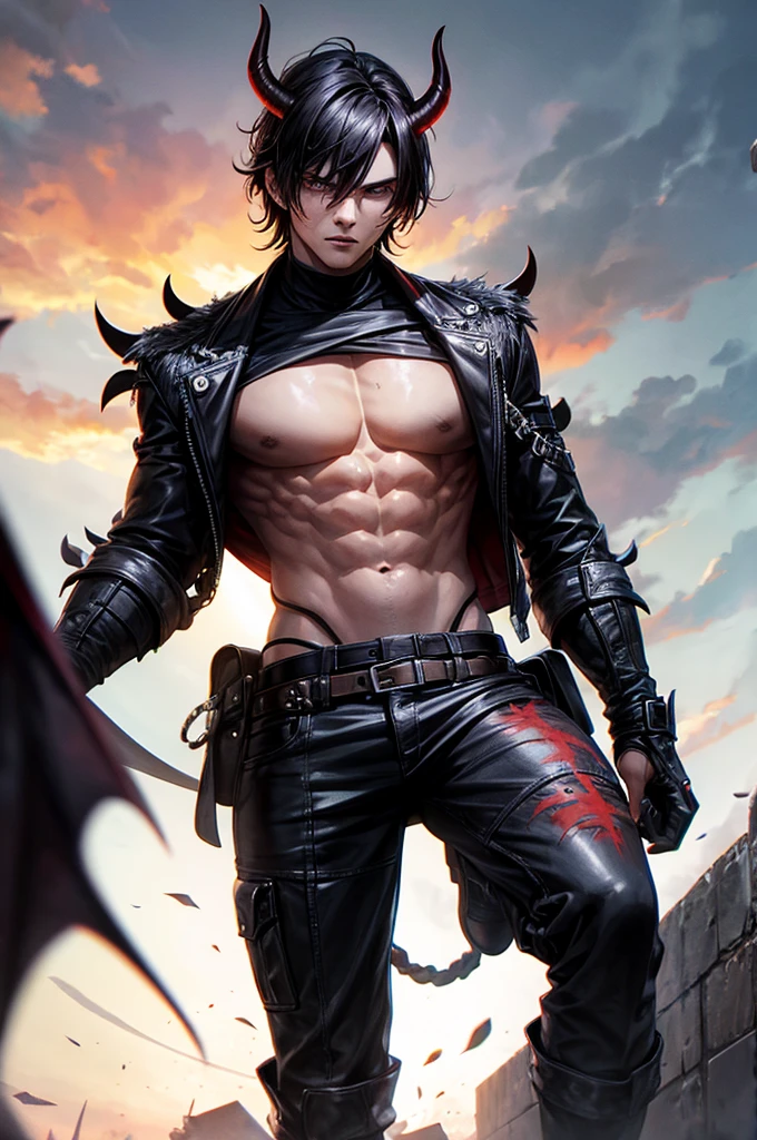Brutal demon young man