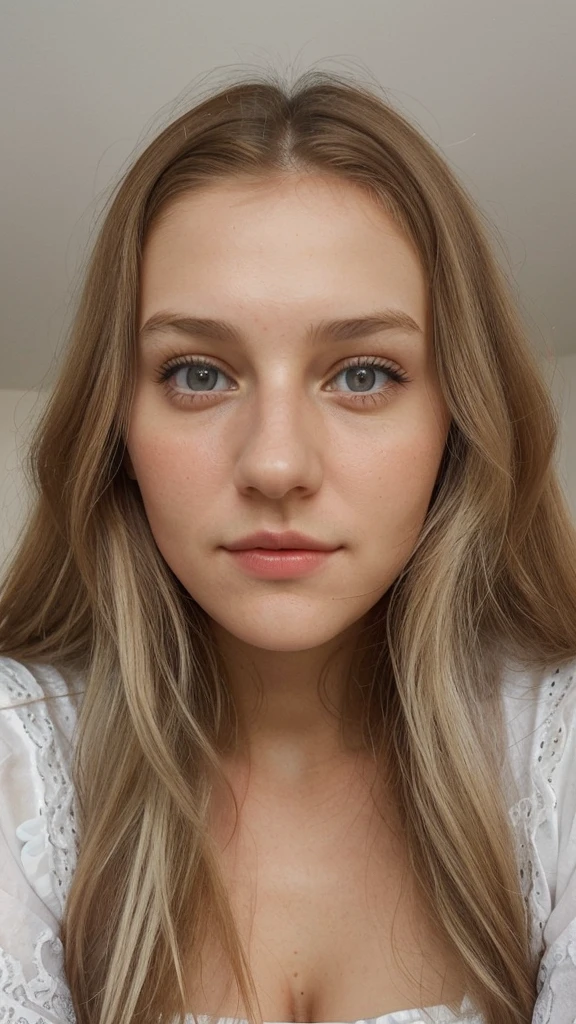 Beautiful girl of German nationality, full face photo, Beautiful look, home furnishings