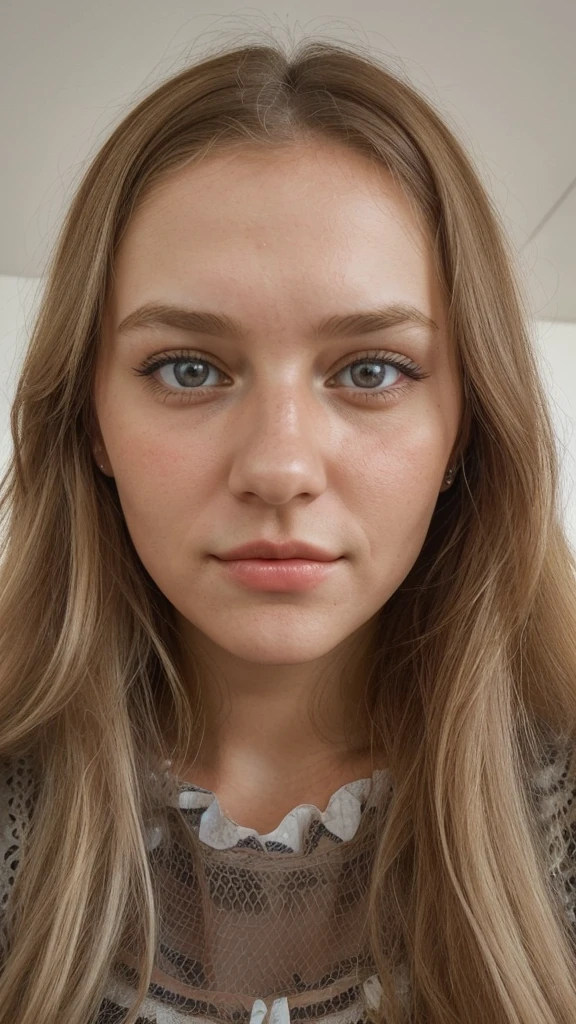 Beautiful girl of German nationality, full face photo, Beautiful look, home furnishings