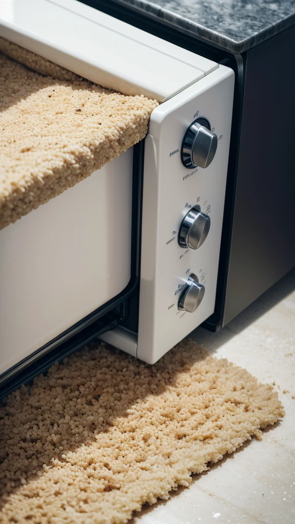 In a contemporary urban apartment kitchen, a meticulous homeowner meticulously wipes down countertops, focusing on a pile of breadcrumbs near a toaster -- close-up shot, highlighting clean surfaces and meticulous cleaning action in soft morning light... --ar 9:16
Cleanliness Maintenance: Keep the kitchen and food areas clean and free of crumbs and food scraps.