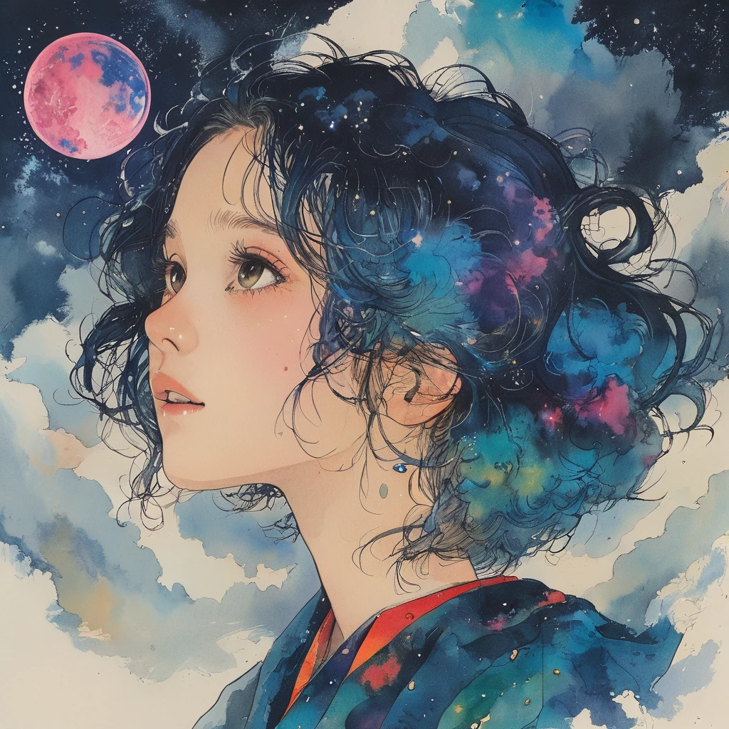 ((masterpiece)), (((best quality))), ((ultra-detailed)), ((illustration)),[realism light effect],shadow,(Fantasy style),(white background:1.6), simple background, (earth theme),(a cloak)[(hair focus,((1girl)),[(big slime hair): (cloud hair):0.3], (hair on background),(high saturation),(hair surrounded by galaxy splashes),)):((her hair is becoming galaxy clouds,:1.27628), (hair and clothes is galaxy clouds and cluster of stars:1.1025),(a cloak is becoming galaxy clouds)(colorful_galaxy_print_clusters_of_stars_print:1.35),((detailed starry sky with colorful galaxy and galaxy clouds):1.2)):0.35], (((masterpiece))),(((best quality))),((ultra-detailed)),(illustration),(dynamic angle),((floating)),(paint),((disheveled hair)),((beautiful detailed face)),collar,bare shoulders, ((colorful hair)),((streaked hair)),beautiful detailed eyes,(Gradient color eyes),(((colorful eyes))),(((colorful background))),(((high saturation))),(((surrounded by colorful splashes))),(((surrounded by colorful dot))),colorful bubble,((shining)),