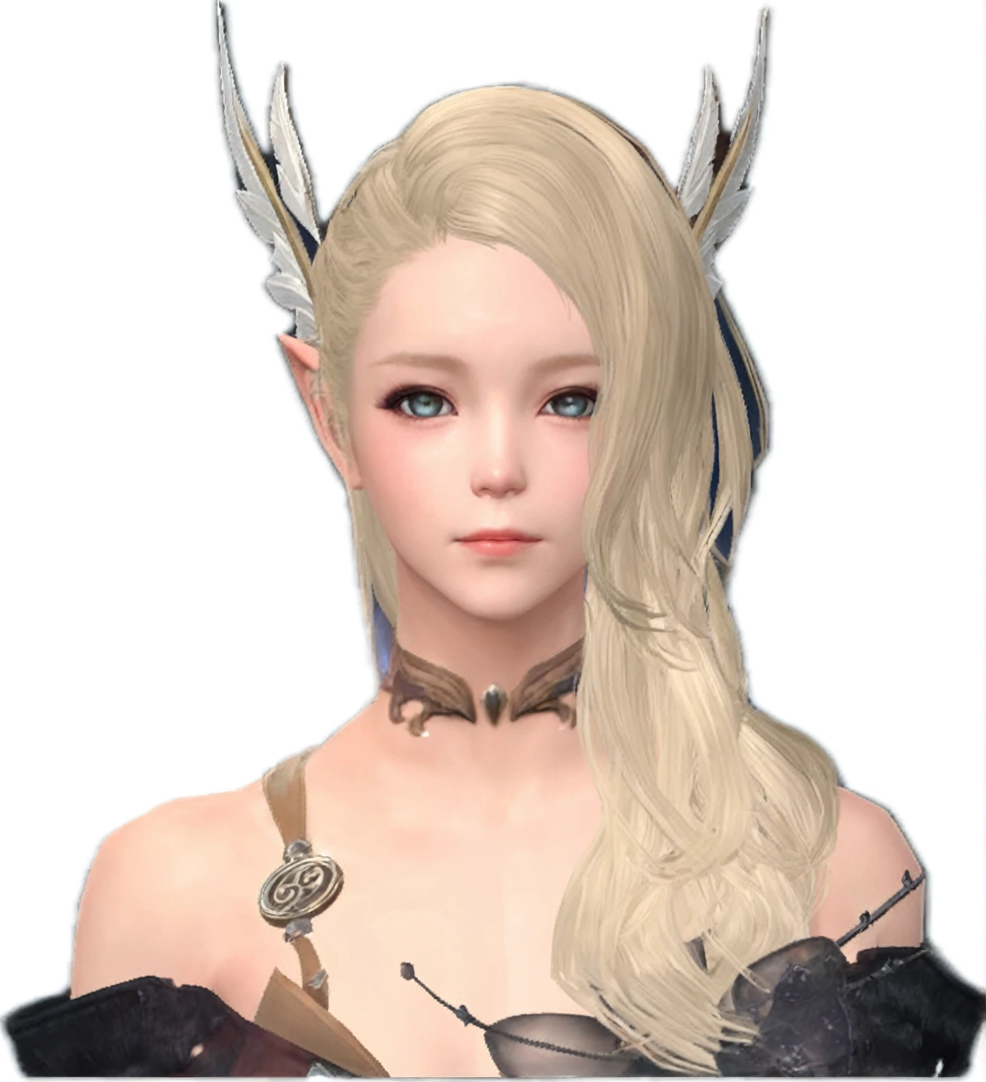 ドレスを着た長いブロンドの髪のwomanのクローズアップ, Lineage 2 Revolution Style, Final Fantasy 14 Style, woman, Grinning character, I will, womanキャラクター, (((gone crazy))) princess, Girl, Lalafell, From System 2, FF14, Pale milky porcelain skin, Portraiture