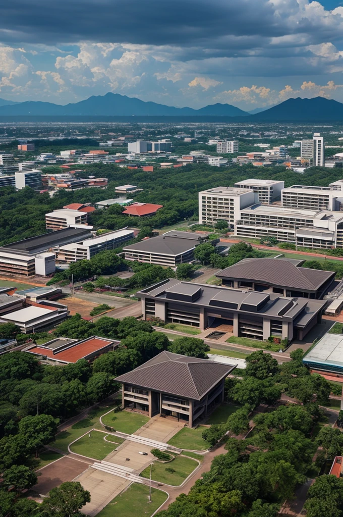 Generates the image of Srinakharinwirot University with a dark sky and full of dusts