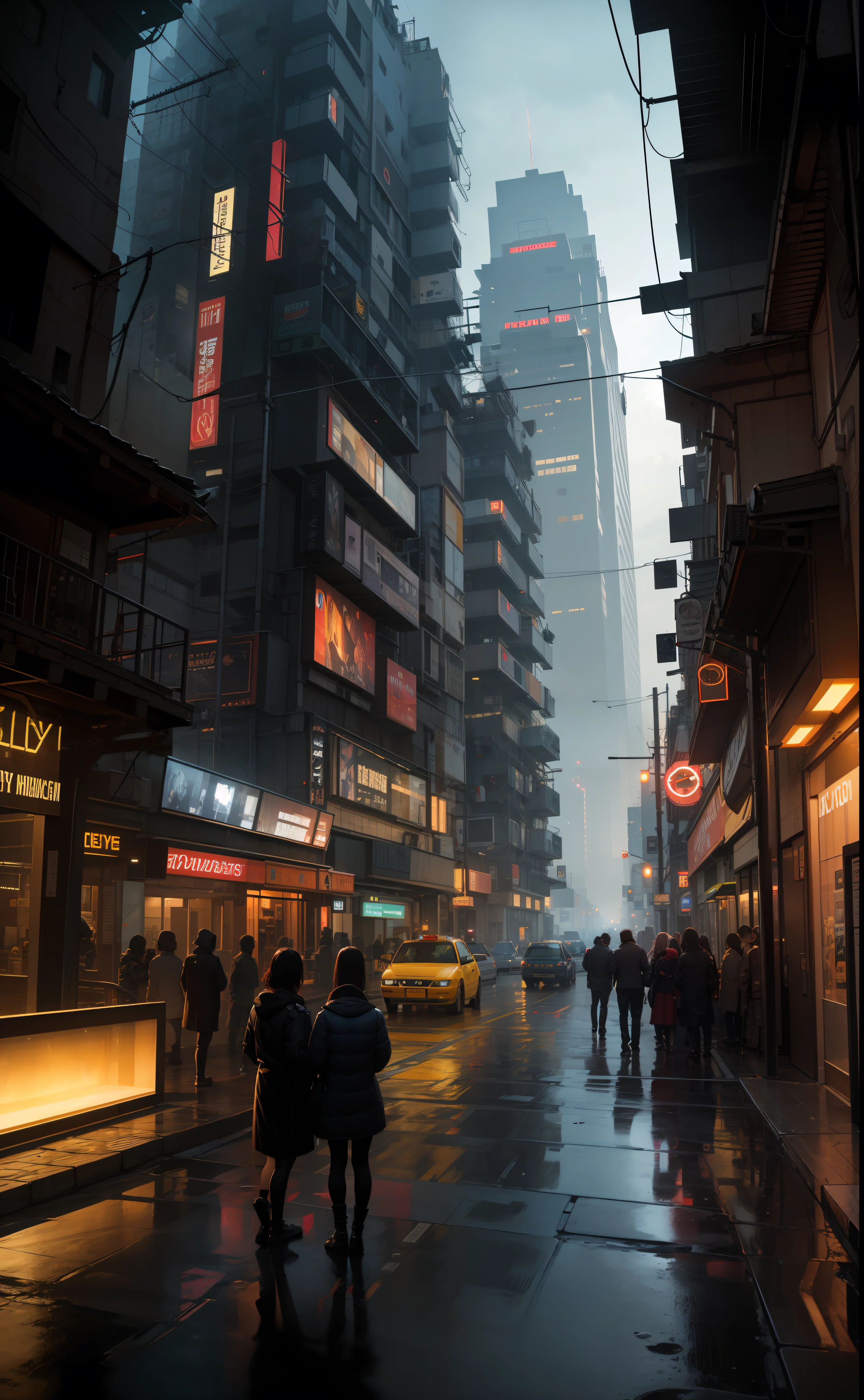 Sidmead urban design、haos、Complex and high-definition、bladerunner city、Sid MRAD Policial Spinner, A expressão visual de Ridley Scott、futuristic cities、cyber punk、view from the street