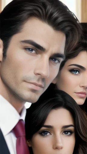  group of italians heartthrob men and women together, focus on face