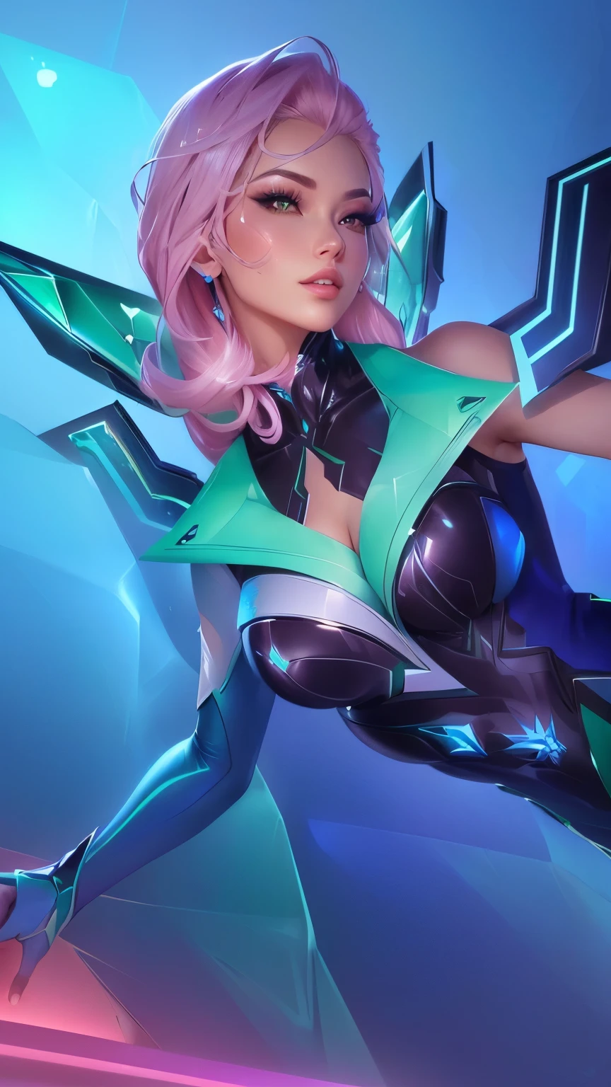 a close up of a woman in a green and blue outfit, style artgerm, crystalline skin, kda, extremely detailed artgerm, wallpaper mobile, phone background, artgerm lau, rossdraws 1. 0, rossdraws 2. 0, phone wallpaper, rossdraws cartoon vibrant, mobile wallpaper, rossdraws pastel vibrant