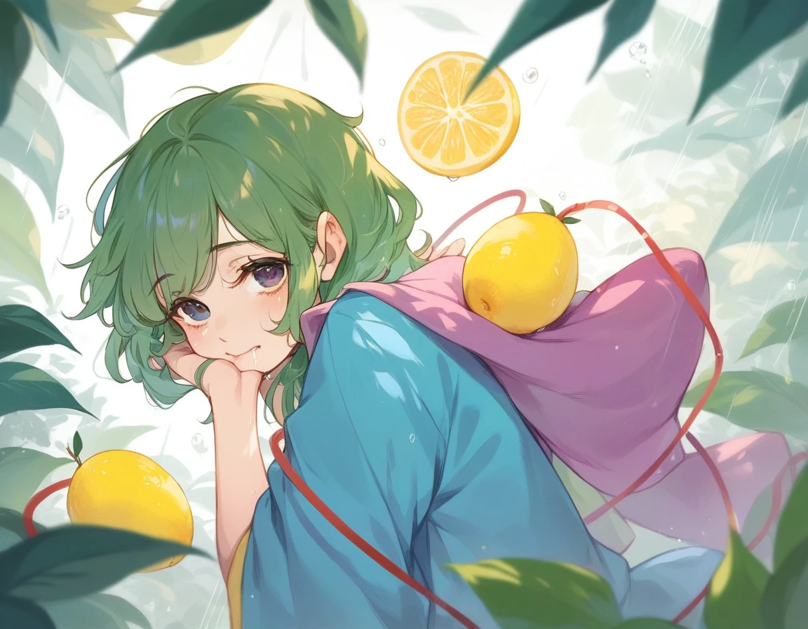 Like drops sliding down the leaves and a rainbow sparkling after the rain Just looking at you My heart is cleansed Biting into the lemon, you frowned and giggled in an angelic voice Don't lose your fragile honest feelings Bathed in the morning glow, look A swallow cuts through the air