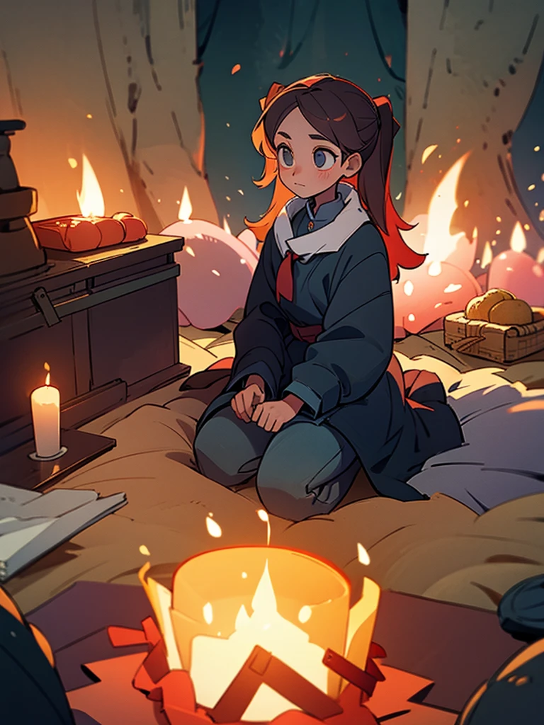 girl next to the fire at a picnic