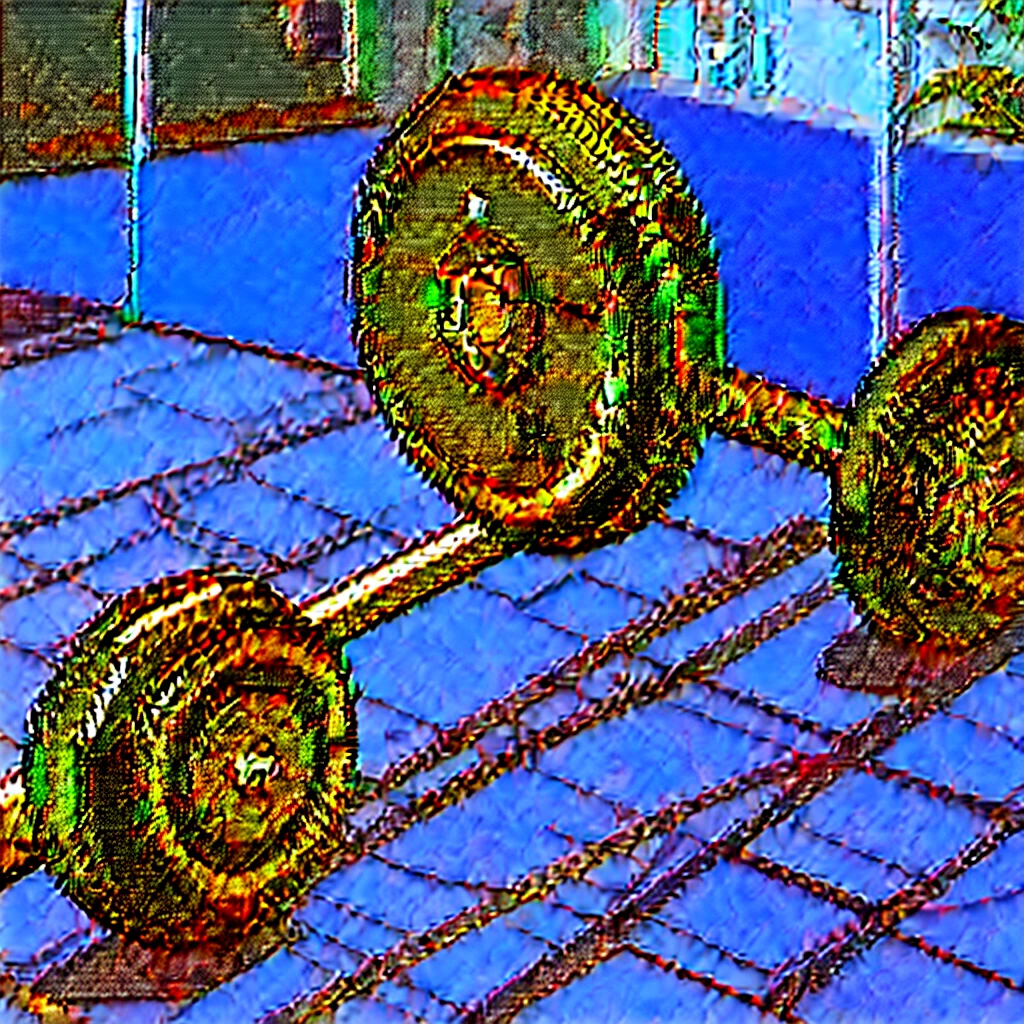 Barbell in the style of cyberpunk and GTA 6