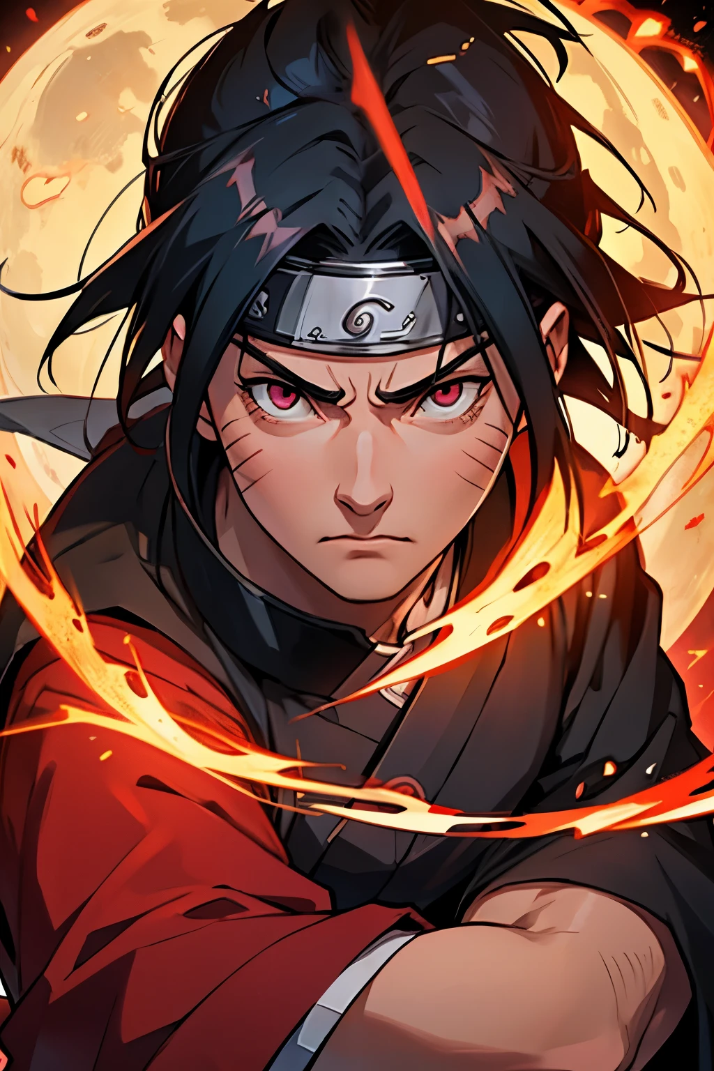 hashirama naruto, sharingan na lua , high definition image.