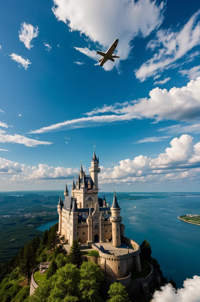 Castle flying on the sky