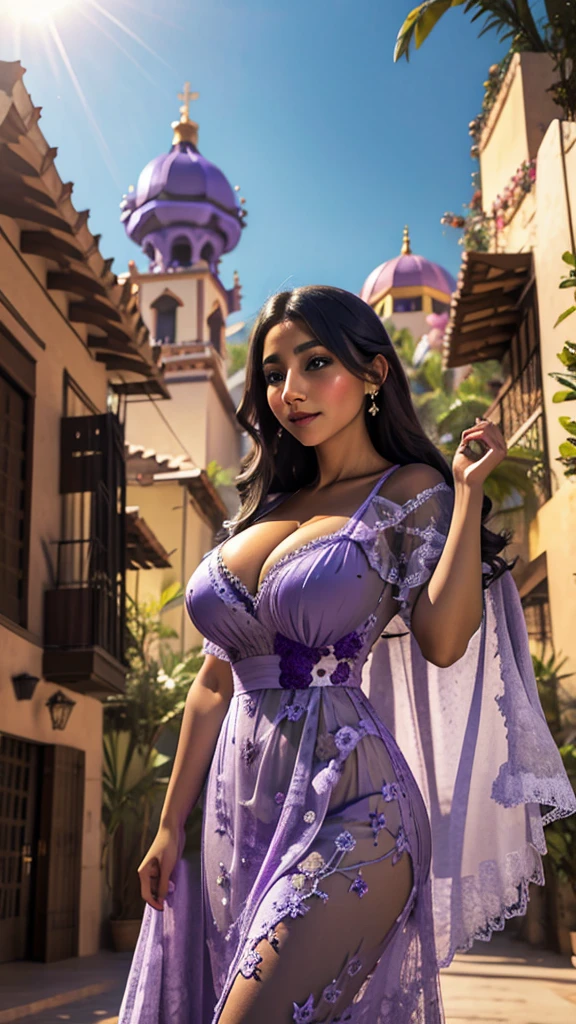 Isabella from encanto. busty, sexy. Purple dress. Hamaca