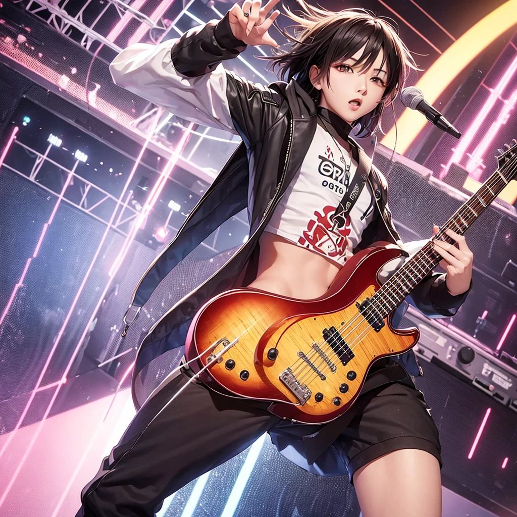 crie uma imagem baseada nessa descriçao: 🎵 Song Name: Blazing Hearts
🎵 Genre: K-pop
🎵 Tone: Energetic and Empowering
🎵 Instrument Selection: Synthesizer, Drums, Bass, Electric Guitar