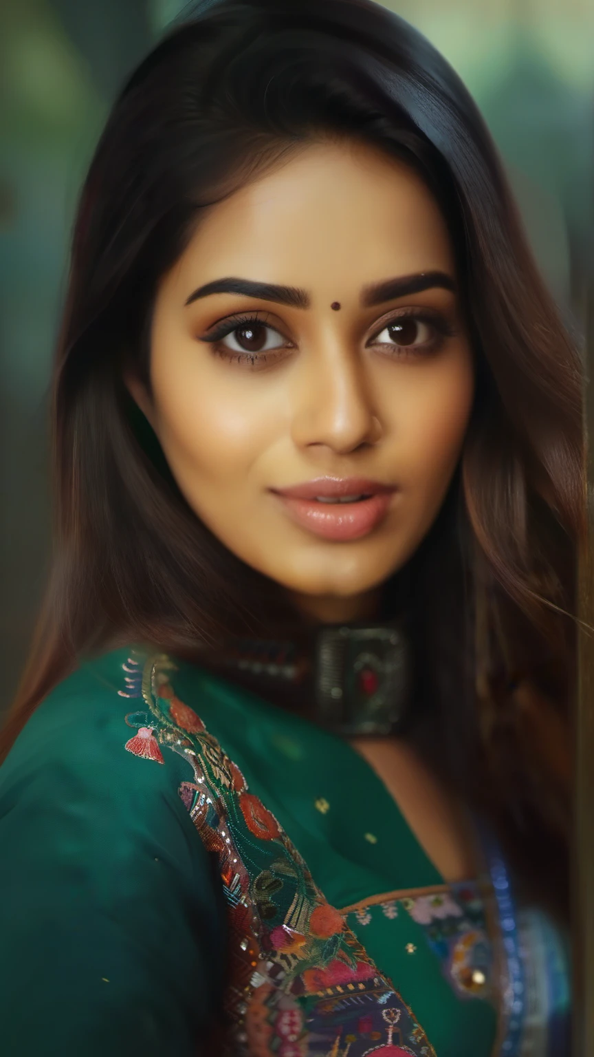 NivethaPethuraj, [ (art by Oleg Oprisco:1.3) |art by Florian Nicolle], portrait,close up of a Selfish Female, Historian, masterpiece, shallow depth of field, Low Contrast, ultra high res,  