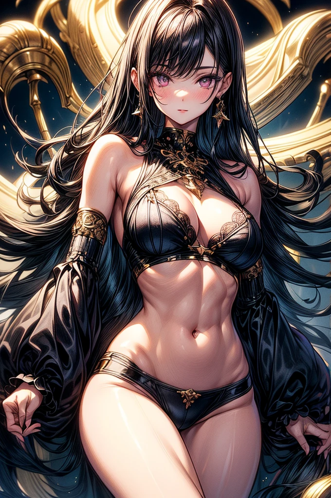 ((highest quality)),(ultra high resolution),(Super detailed),(detailed description),((best CG)),(best work of art),super precision art, great drawing art,(Art with precise details:1.5), (1 woman:1.5), beautiful and well-shaped face:1.5,(Beautiful skin with precise and detailed depiction:1.6),(Halter neck crop top, knee length gym shorts ),gorgeous, masterpiece, best quality, high-resolution, finely detailed, extremely detailed and beautiful, distinct-image, 1 girl, solo, sharp facial features, oval shaped face. cherry pink lips. velvet-colored eyes, C-cup breasts, tall height(175cm), slim yet chiseled body type, short shoulder length dark violet-black hair, small narrow waist, long and slender legs, curvy wide hips.