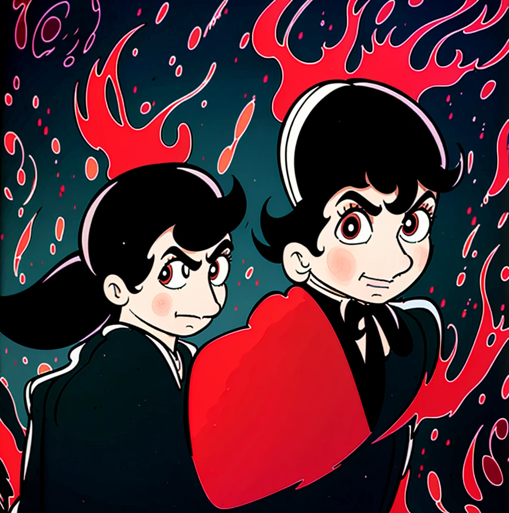 Korari Nakamura is a girl, ponytail brown tail, big blue eyes, wearing a black suit, red ribbon, and big black coat, Black Jack style