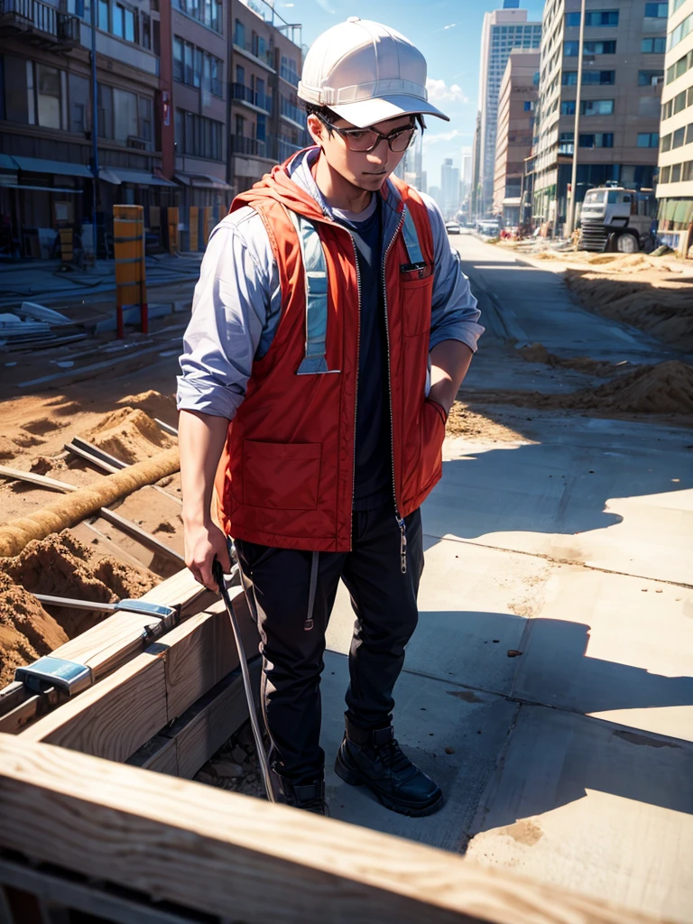 Highest quality,Highest Resolution,Man working at construction site,