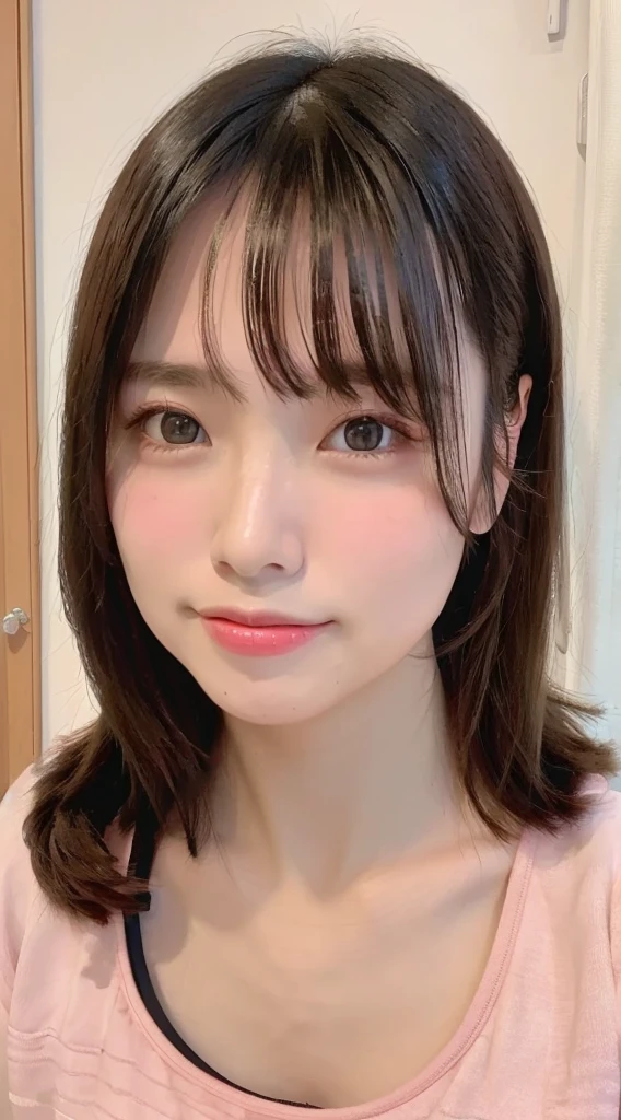 1 female、Highest quality、Ultra-high resolution、(Realistic:1.4)、blush、cute、(Detailed face)、Laughter、Looking into the camera、Inside the room、Black underwear、Huge 、Accentuate your breasts、Large Breasts、Shortcutole in the eye、Face close-up、Married women