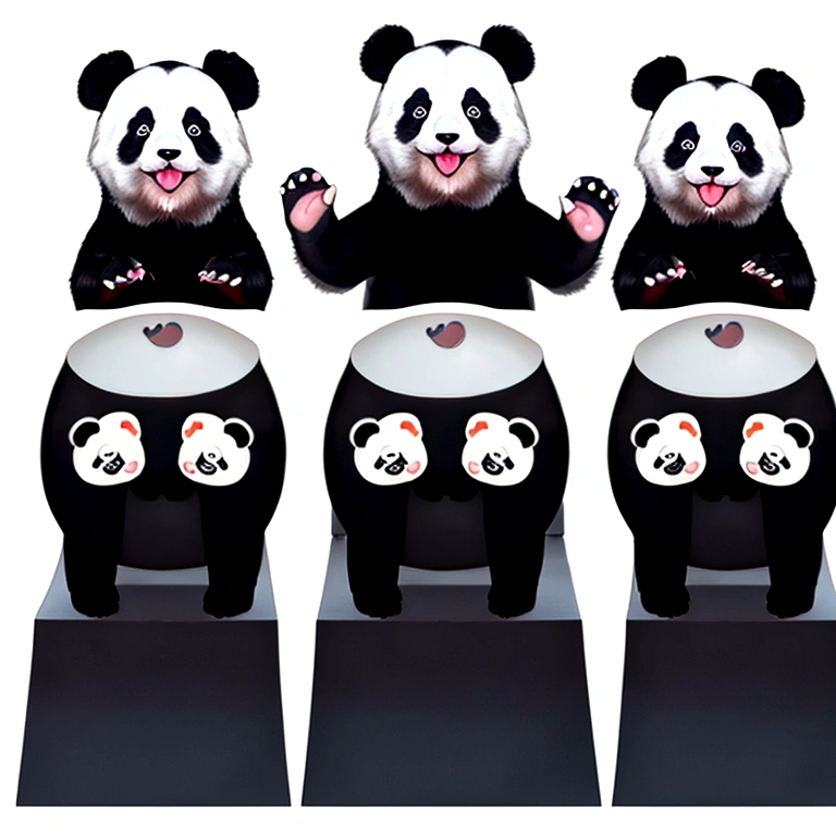 List of cute Chinese giant panda emojis,cartoon animals,A green bamboo leaf on the head,Hands on hips,Short legs,Round heart-shaped belly, (((Sad face, Excited face, Naughty tongue out face,Winking teasing face))) , (((Detailed panda animal portrait table, front view side view, three quarter view))) (((White background))),masterpiece,Extreme details,8K resolution,panoramic,Depth of Field