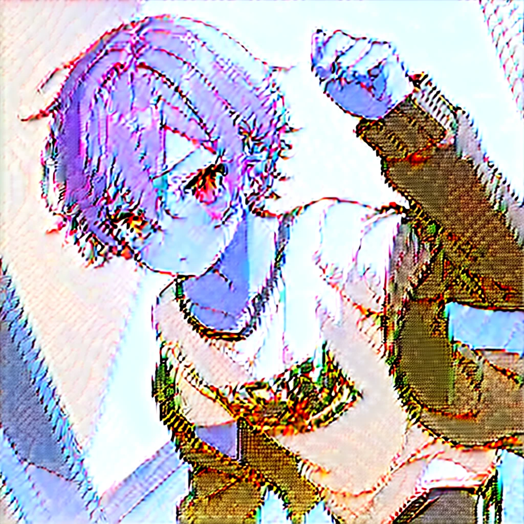 Saika have 14 years old,he is a boy, he has short striking pink hair that falls in soft waves around his face, complementing his vibrant purple eyes. His features are sharp and defined, with a youthful charm that is accentuated by his slender build. He often wears a stylish black jacket over a graphic t-shirt and jogging àd sometimes tight, completing his edgy and modern look, he is in his bedroom.