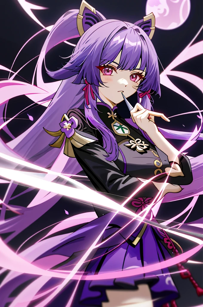 Anime girl with long purple hair and purple dress holding a knife., a character portrait inspired by Pu Hua, pixiv, what is?, keqing from genshin impact, ayaka genshin impact, zhongli from genshin impact, genshin, ayaka game genshin impact, genshin impact character, beautiful anime cat girl, genshin impact