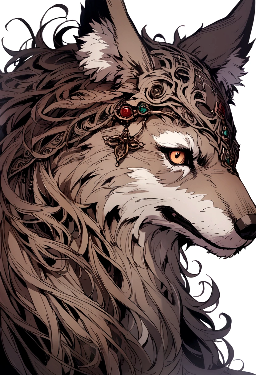 Big bad wolf head side view