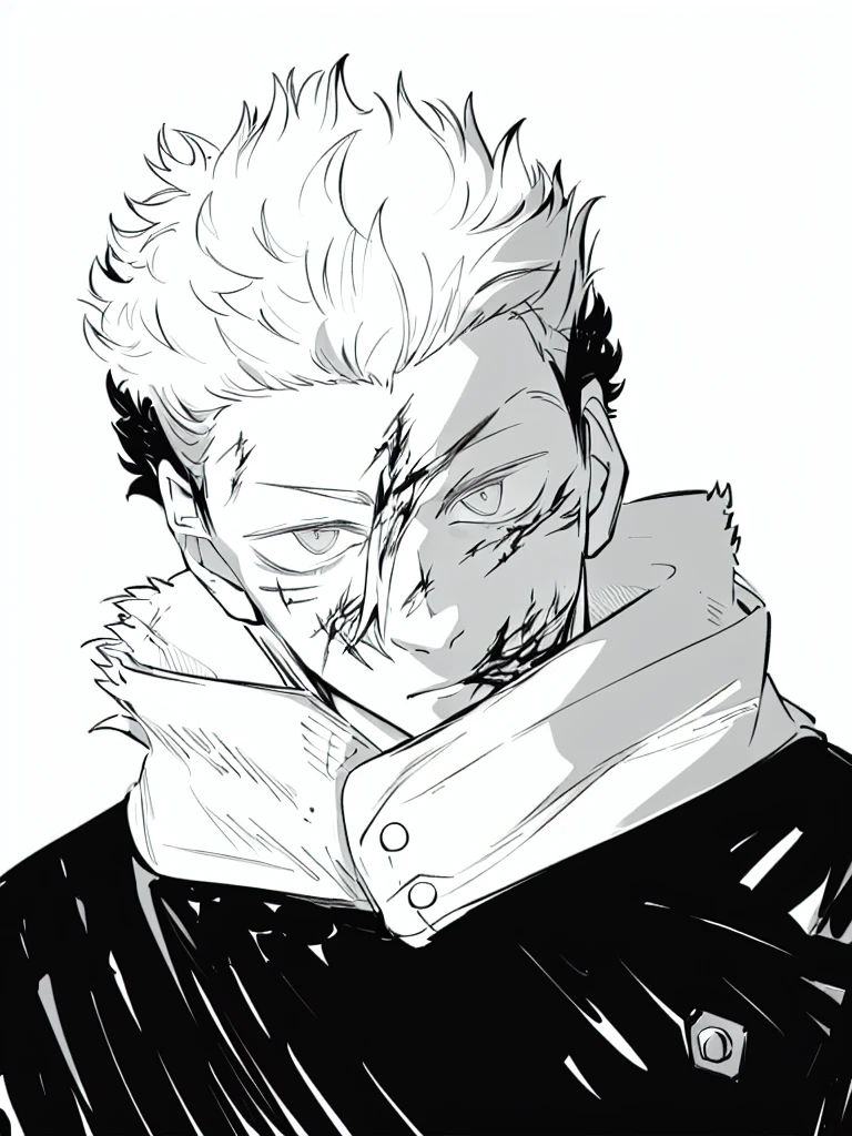 medium length white fluffy messy hair, boy, male, staring at viewer, messy clothing, scars on face, beat up, cowboy hat