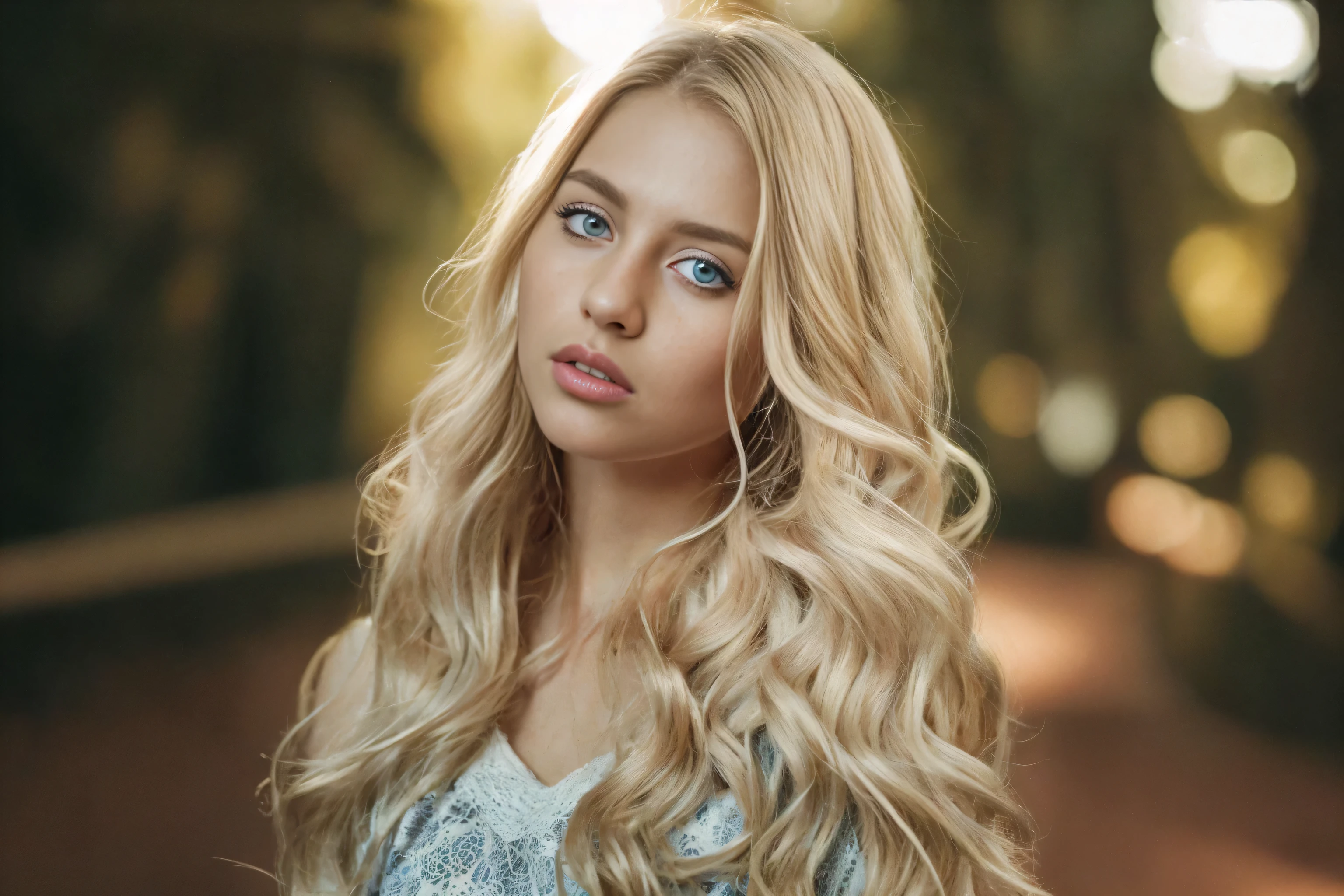 a beautiful blonde woman with light blue eyes gazing at the viewer, hyper realistic, extremely detailed skin texture, 8k, photorealistic, detailed facial features, beautiful long eyelashes, detailed lips, highly detailed, masterpiece, cinematic lighting, dramatic lighting, volumetric lighting, chiaroscuro, dramatic shadows, digital art, vibrant colors, dynamic composition, photorealistic render, unreal engine