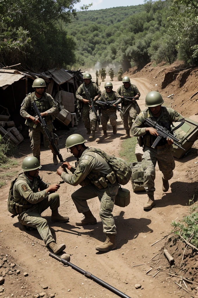 An army looting a mine