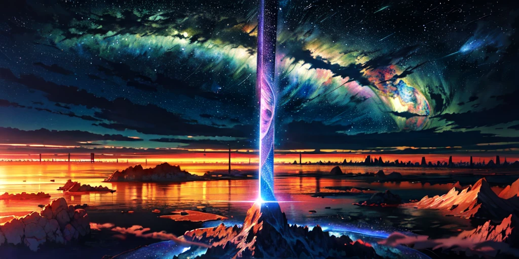  scene of a beautiful sky with a star and a planet, cosmic skies. by makoto shinkai, anime art wallpaper 4k, anime art wallpaper 4 k, anime art wallpaper 8 k, anime wallpaper 4k, anime wallpaper 4 k, 4k anime wallpaper, anime sky, amazing wallpaper, anime background, heaven planet in background, anime background art, Galactic pillars of creation, realistic, realism 