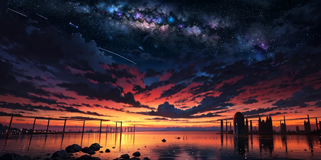  scene of a beautiful sky with a star and a planet, cosmic skies. by makoto shinkai, anime art wallpaper 4k, anime art wallpaper 4 k, anime art wallpaper 8 k, anime wallpaper 4k, anime wallpaper 4 k, 4k anime wallpaper, anime sky, amazing wallpaper, anime background, heaven planet in background, anime background art, Galactic pillars of creation, realistic, realism 