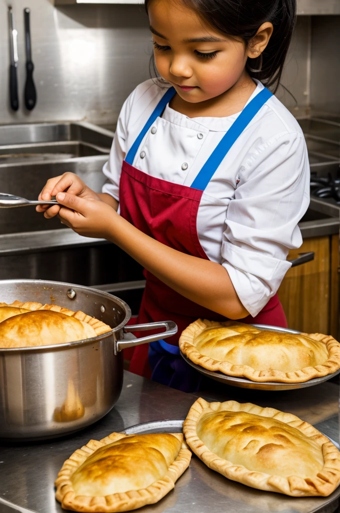 Girl cooking empanada