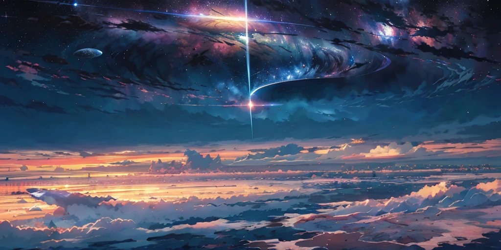  scene of a beautiful sky with a star and a planet, cosmic skies. by makoto shinkai, anime art wallpaper 4k, anime art wallpaper 4 k, anime art wallpaper 8 k, anime wallpaper 4k, anime wallpaper 4 k, 4k anime wallpaper, anime sky, amazing wallpaper, anime background, heaven planet in background, anime background art, Galactic pillars of creation, realistic, realism 