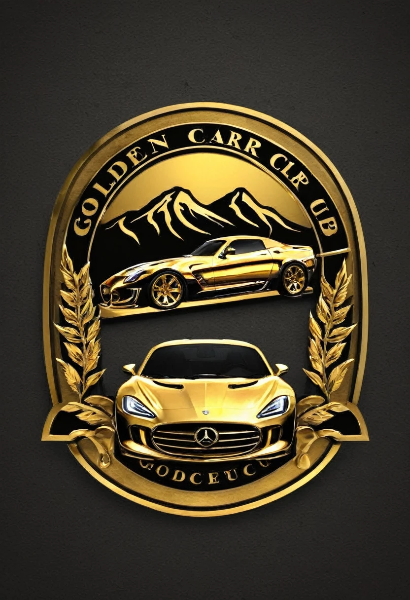 change the color of the car to gold and make it a logo called Golden car club