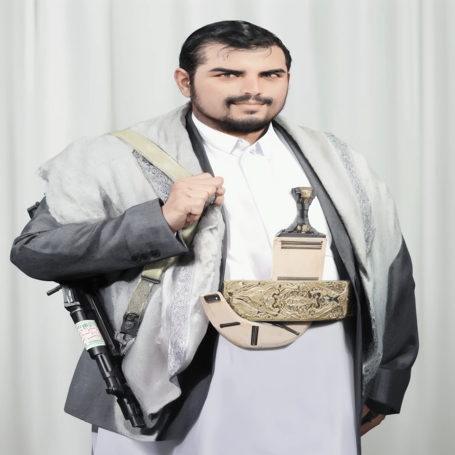 هناك Man holding a gun وزجاجة من النبيذ في يده, Dress like the Taliban, shabab alizadeh, Inspired by Abdullah Jarjouri, Inspired by Sheikh Hamdallah, With a gun, Man holding a gun, Saadan Afif, mohamed chahin, Full body snapshot, Whole body on fire, Selfie in the middle of the shot