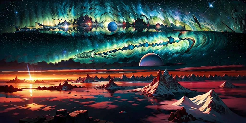 scene of a beautiful sky with a star and a planet, cosmic skies. by makoto shinkai, wallpaper 4k, anime art wallpaper 4 k, anime art wallpaper 8 k, anime wallpaper 4k, anime wallpaper 4 k, 4k anime wallpaper, anime sky, amazing wallpaper, anime background, heaven planet in background, anime background art, Galactic pillars of creation, realistic, realism, giant dragon flying through the galaxy