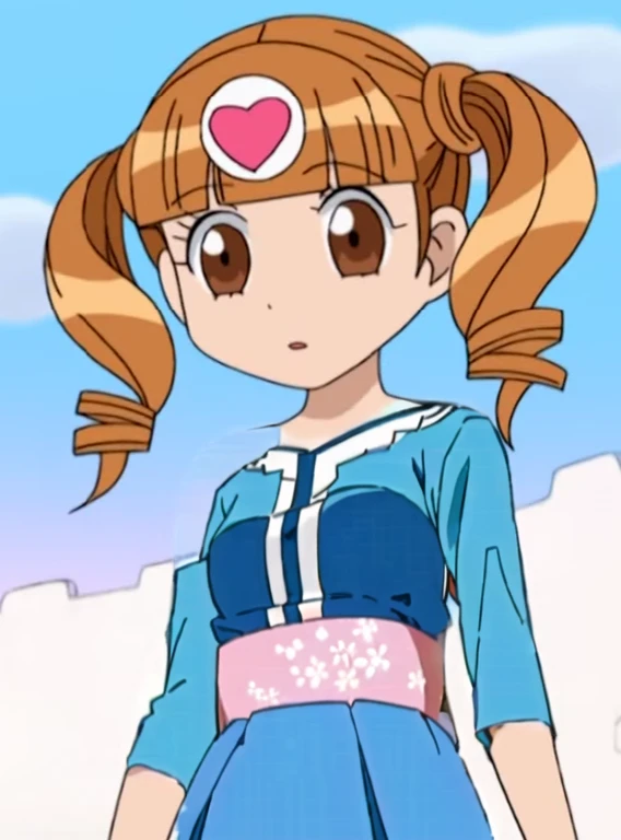 a close up of a cartoon girl on her head, anime girl named lucy, as an anime character, anime character, aya takano color style, anime visual of a cute girl, an anime girl, sakura kinomoto, anime girl of the future, cel shaded anime, loli, humanoid pink femaYellow dress, young anime girl