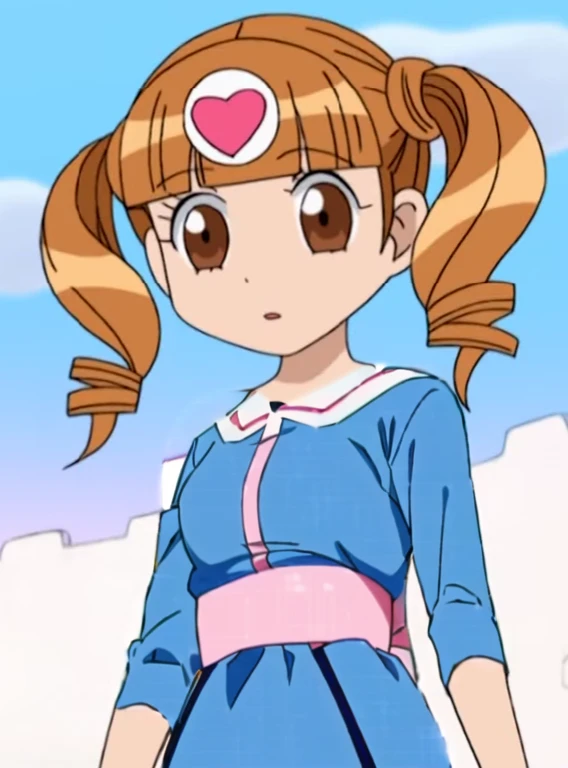 a close up of a cartoon girl on her head, anime girl named lucy, as an anime character, anime character, aya takano color style, anime visual of a cute girl, an anime girl, sakura kinomoto, anime girl of the future, cel shaded anime, loli, humanoid pink femaYellow dress, young anime girl
