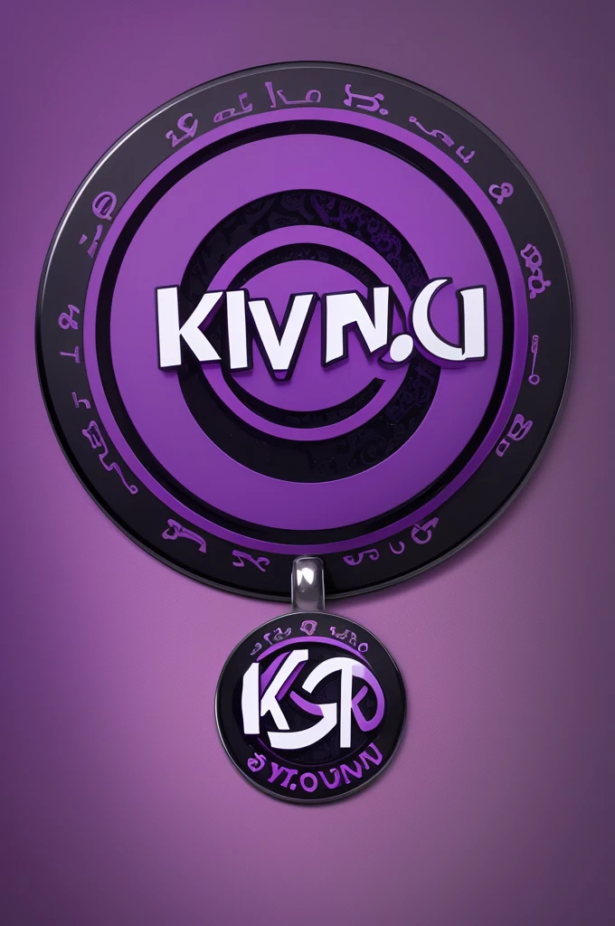 Black coin with vibrant purple accents in cartoon style with a letter K in the middle